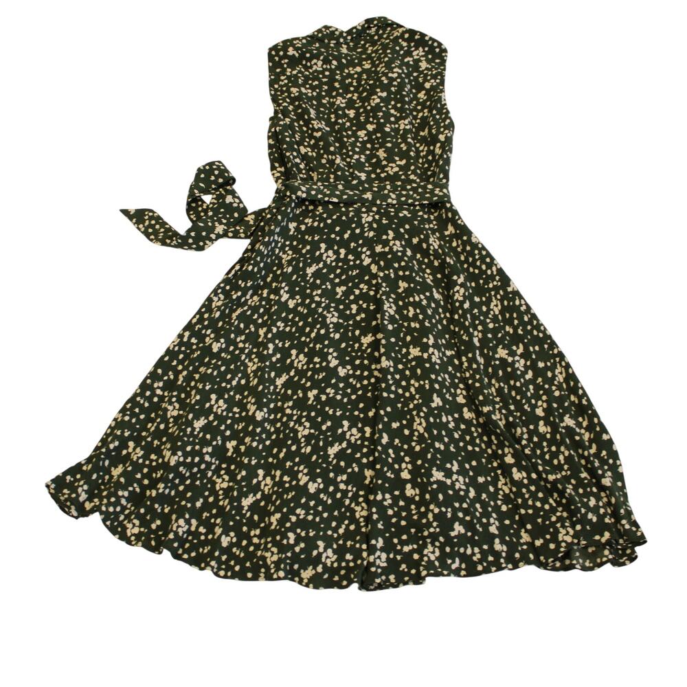 HOBBS London Belinda Contemporary Petal Print Fit & Flare Dress Green Size 4 - Picture 3 of 10